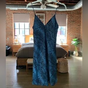 Cami NYC 100% Blue Snakeskin Print Silk Dress